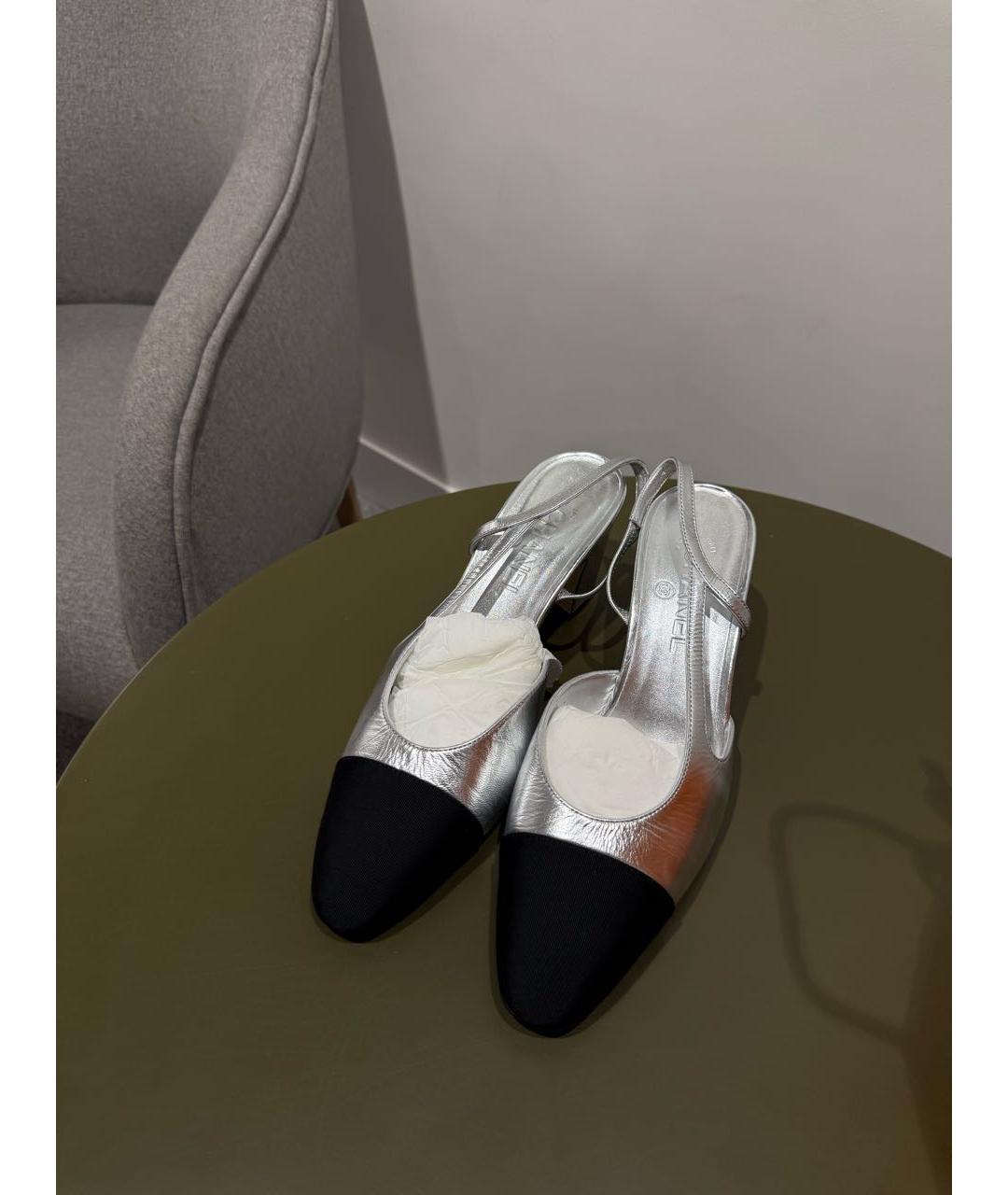 CHANEL Серебряные кожаные туфли, фото 3