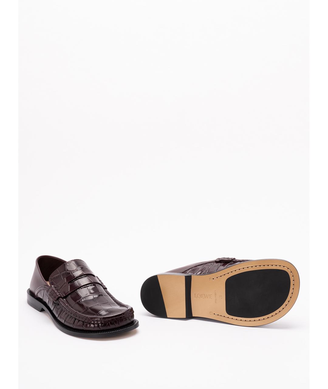 LOEWE Бордовые лоферы из лакированной кожи, фото 4