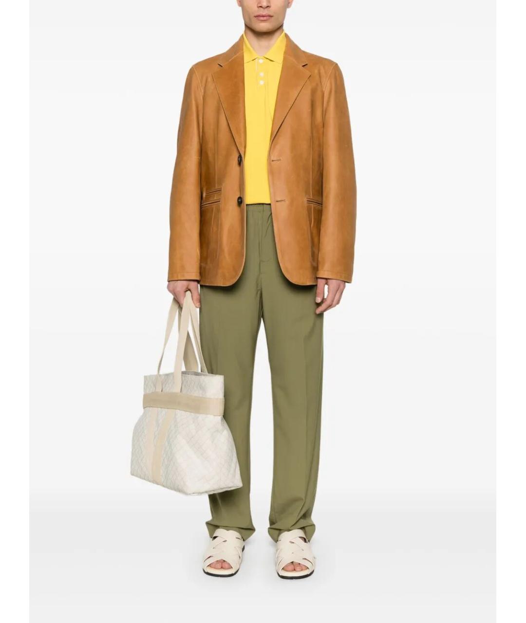 BOTTEGA VENETA Зеленые шерстяные повседневные брюки, фото 2