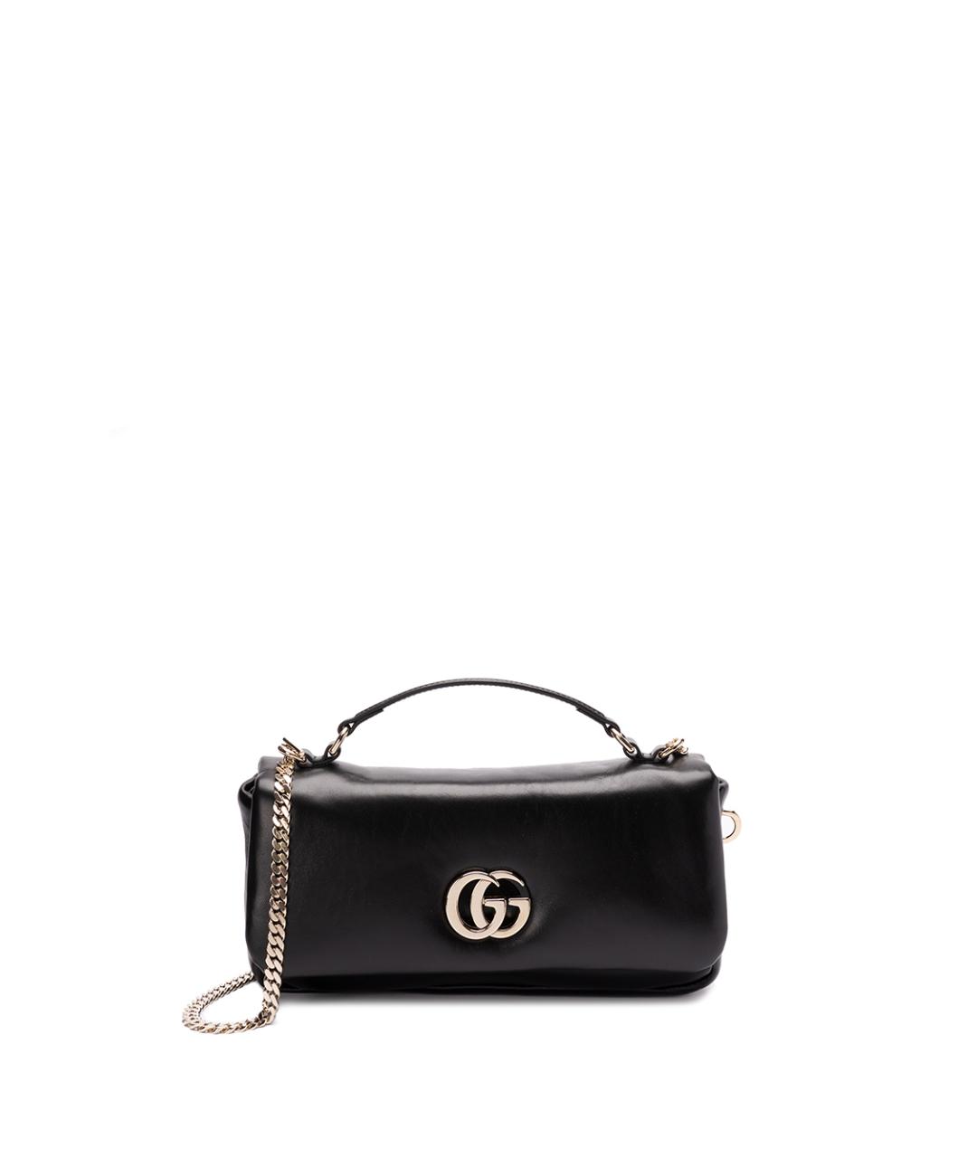 GUCCI Черная кожаная сумка с короткими ручками, фото 1