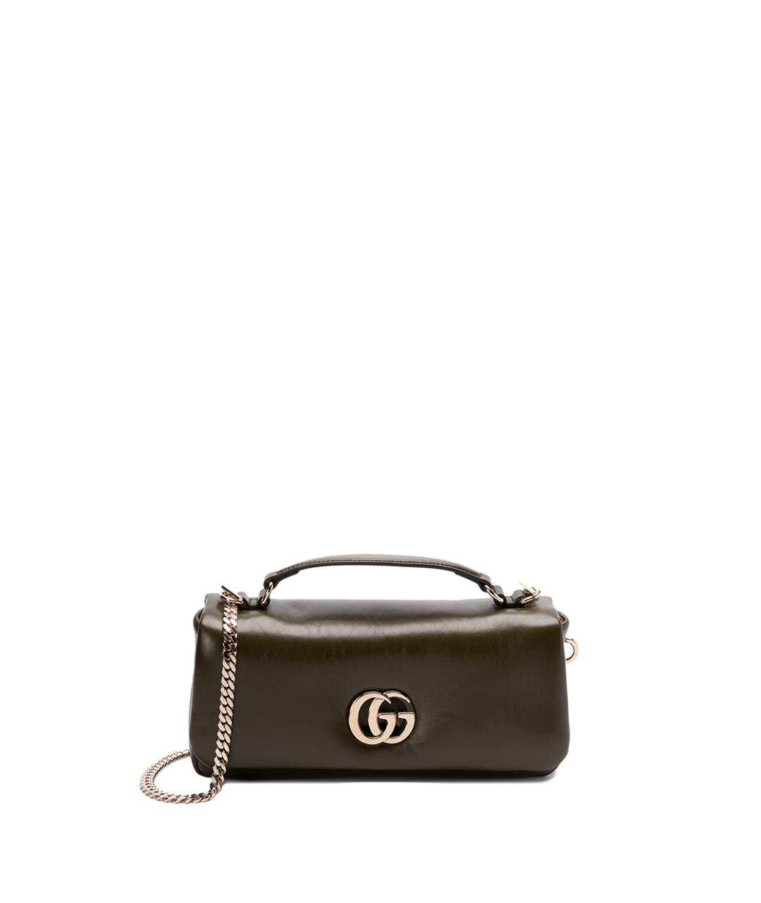 GUCCI Хаки кожаная сумка с короткими ручками, фото 1