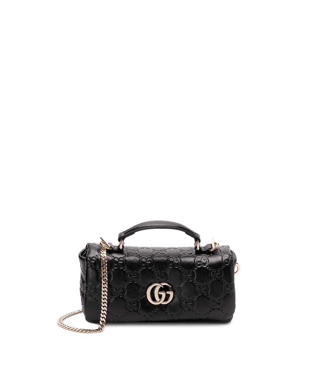GUCCI Черная кожаная сумка с короткими ручками, фото 1
