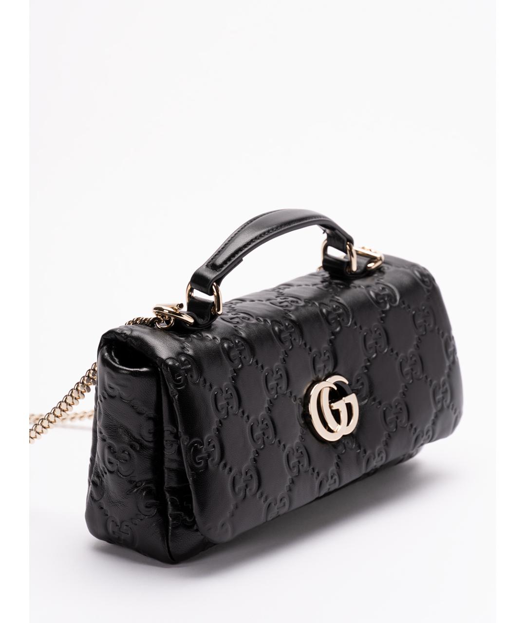 GUCCI Черная кожаная сумка с короткими ручками, фото 3