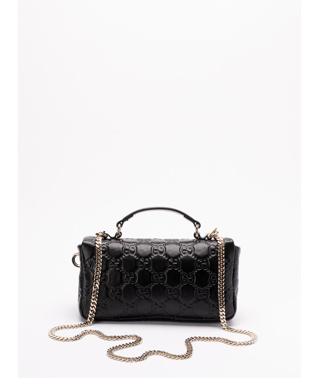 GUCCI Черная кожаная сумка с короткими ручками, фото 2