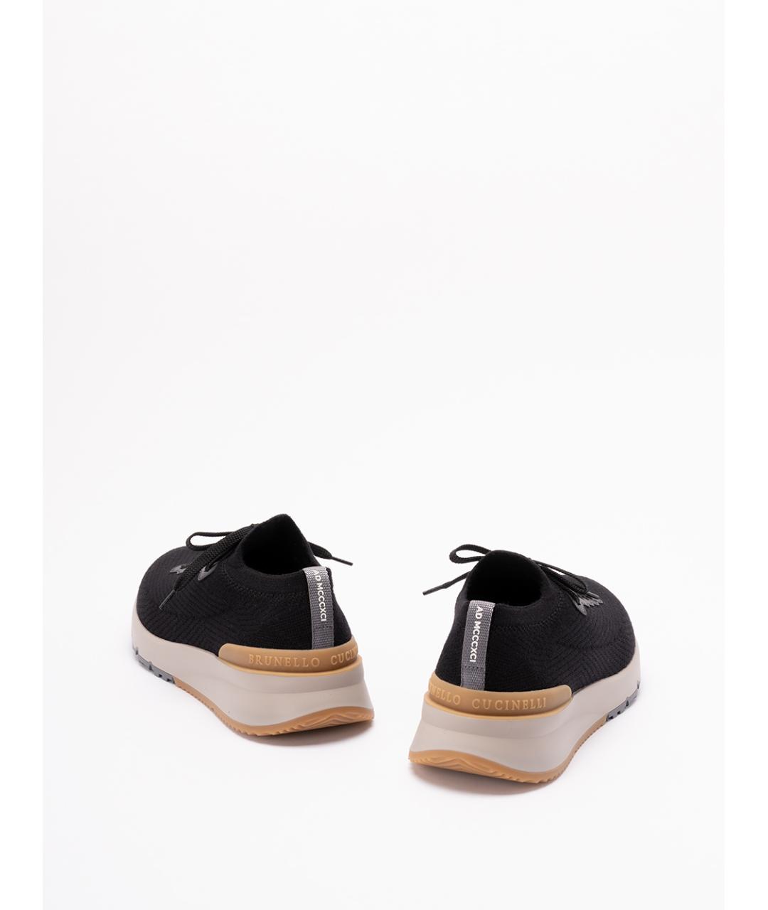 BRUNELLO CUCINELLI Черные текстильные низкие кроссовки / кеды, фото 3
