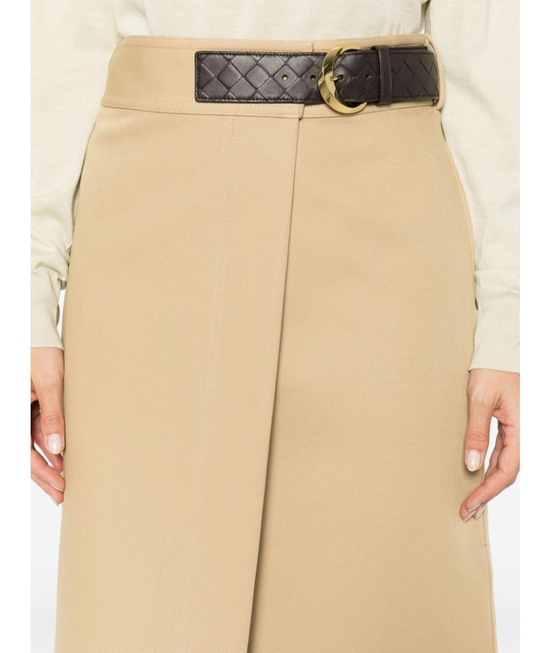 BOTTEGA VENETA Бежевая хлопковая юбка миди, фото 5