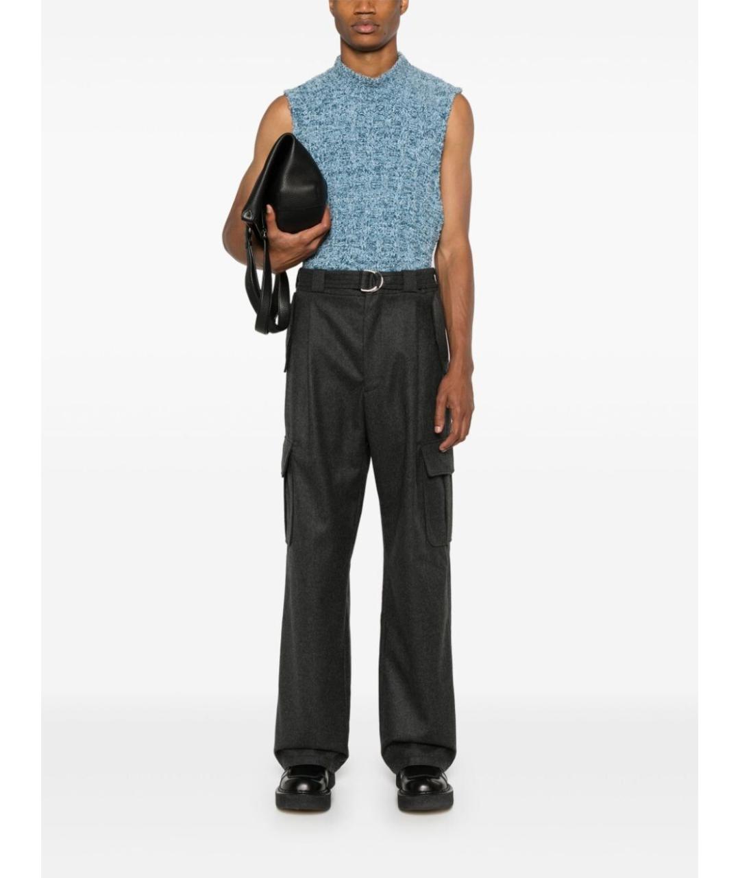PRADA Антрацитовые шерстяные повседневные брюки, фото 2