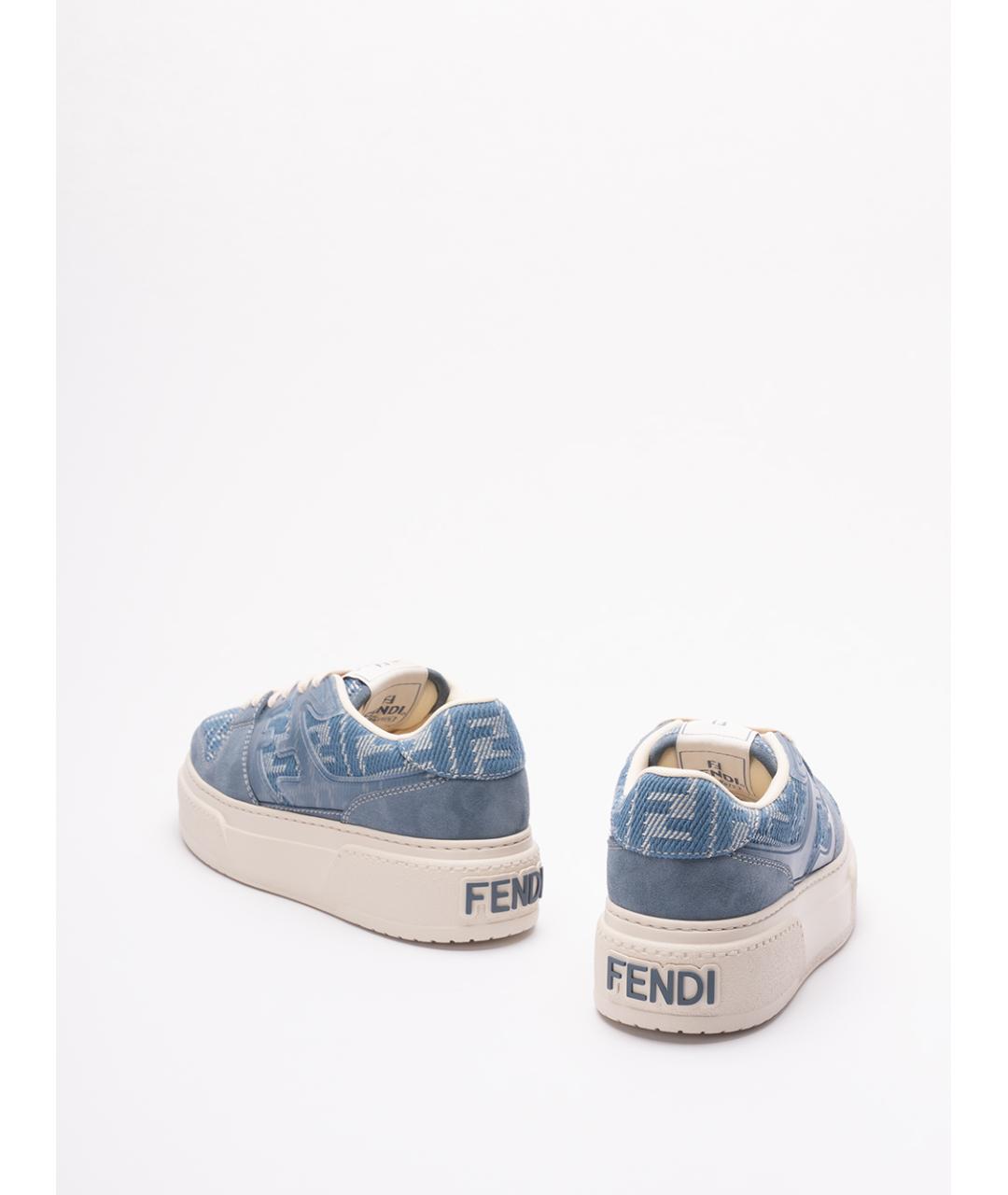 FENDI Голубые текстильные кеды, фото 3