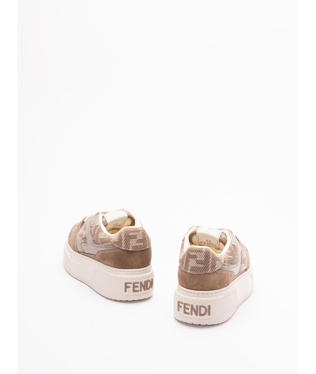 FENDI Бежевые замшевые кеды, фото 3