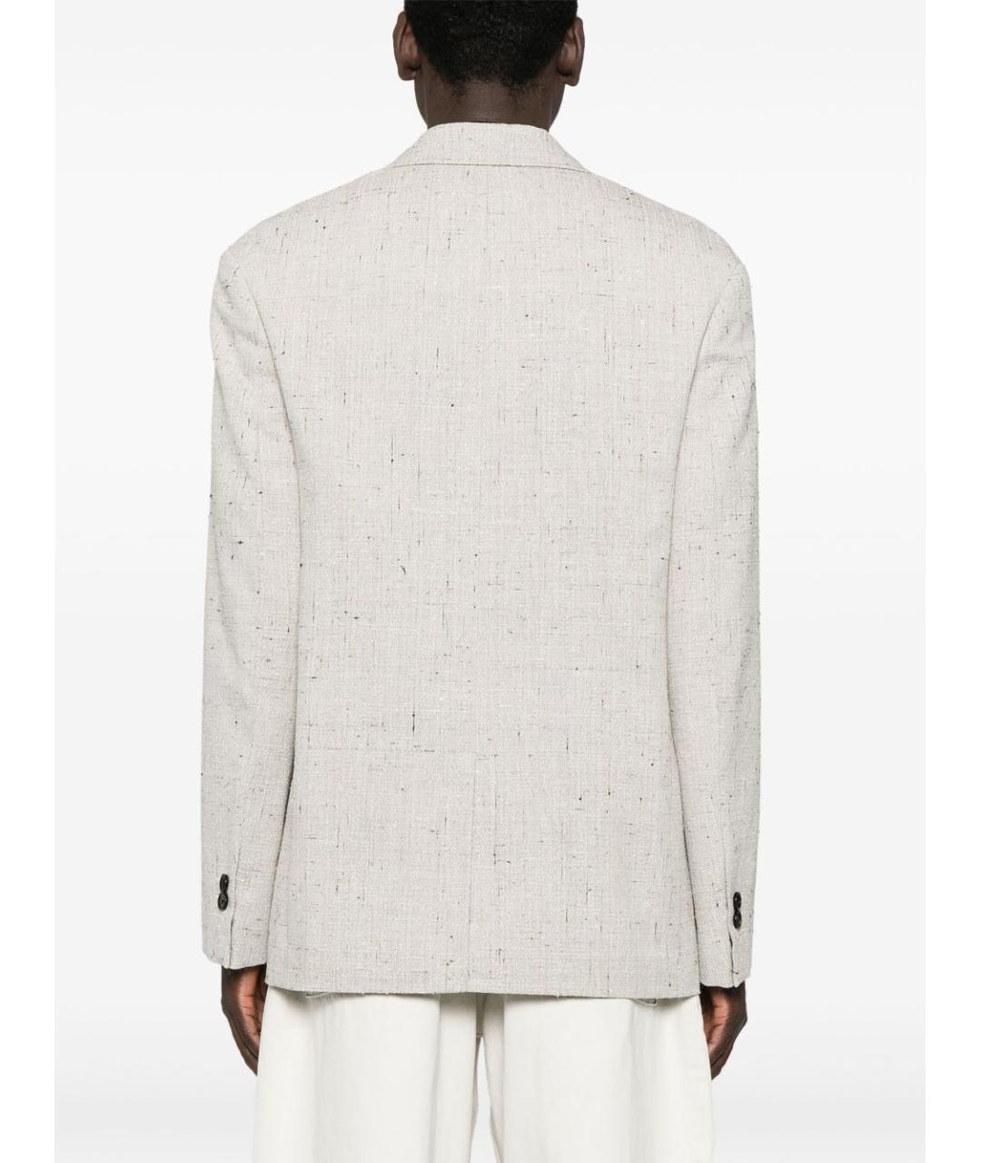 BOTTEGA VENETA Серый хлопко-эластановый пиджак, фото 4