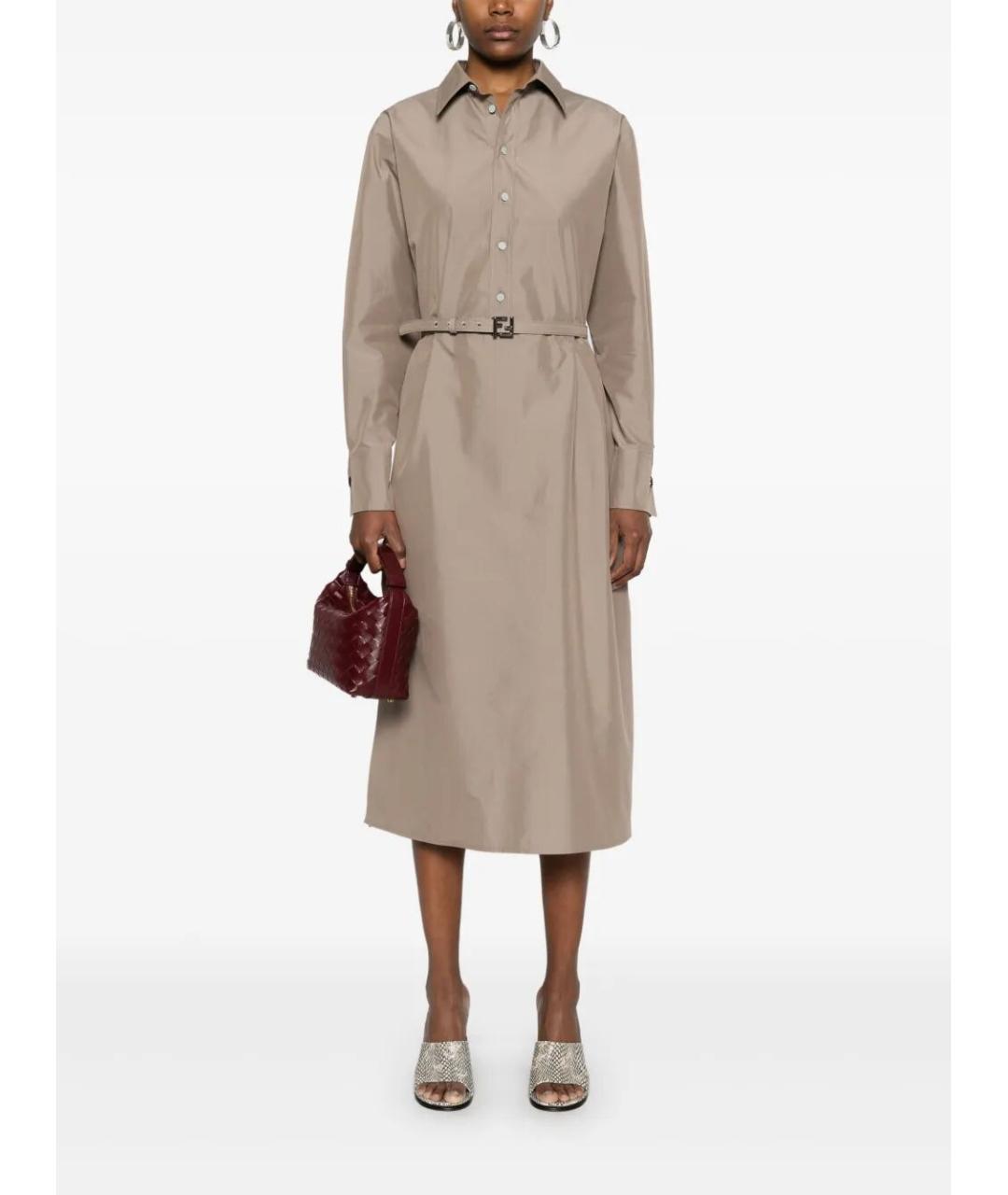 FENDI Бежевое хлопковое повседневное платье, фото 2