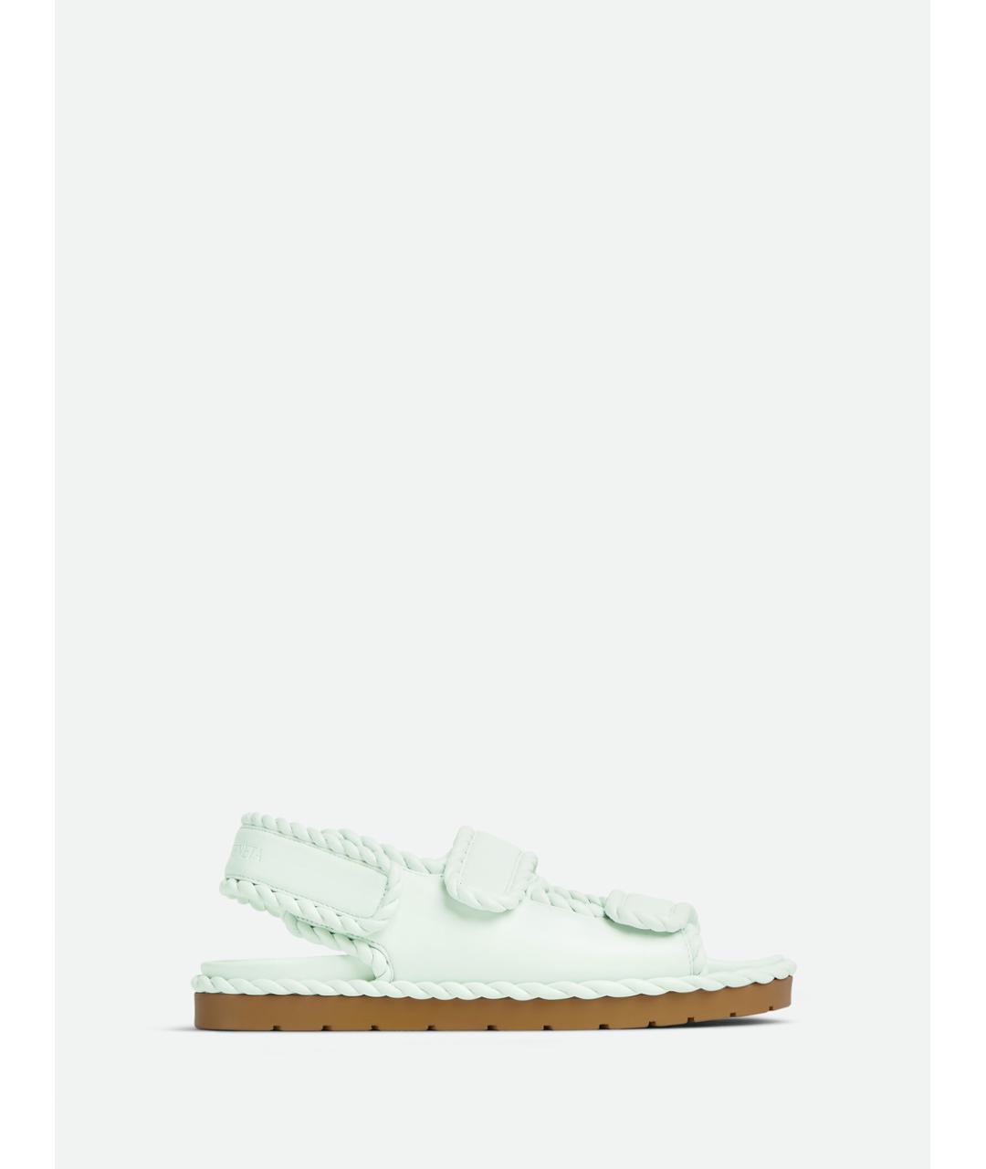 BOTTEGA VENETA Бирюзовые кожаные сандалии, фото 5