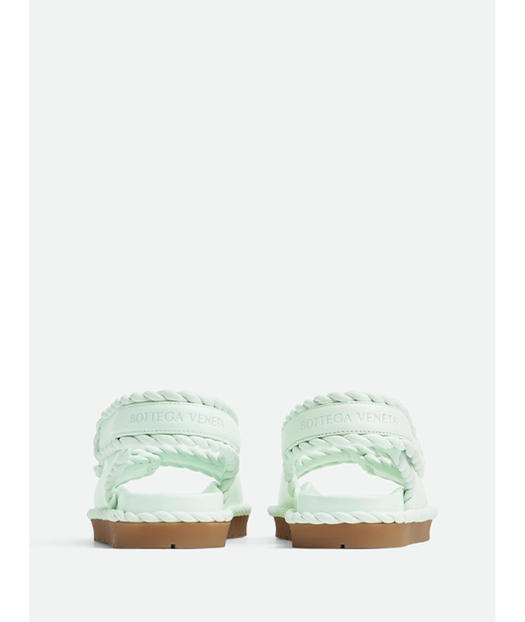 BOTTEGA VENETA Бирюзовые кожаные сандалии, фото 3