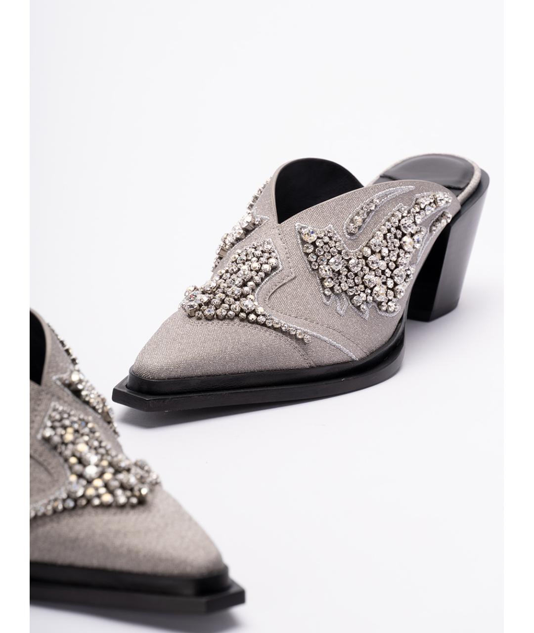 JIMMY CHOO Серебряные мюли, фото 5