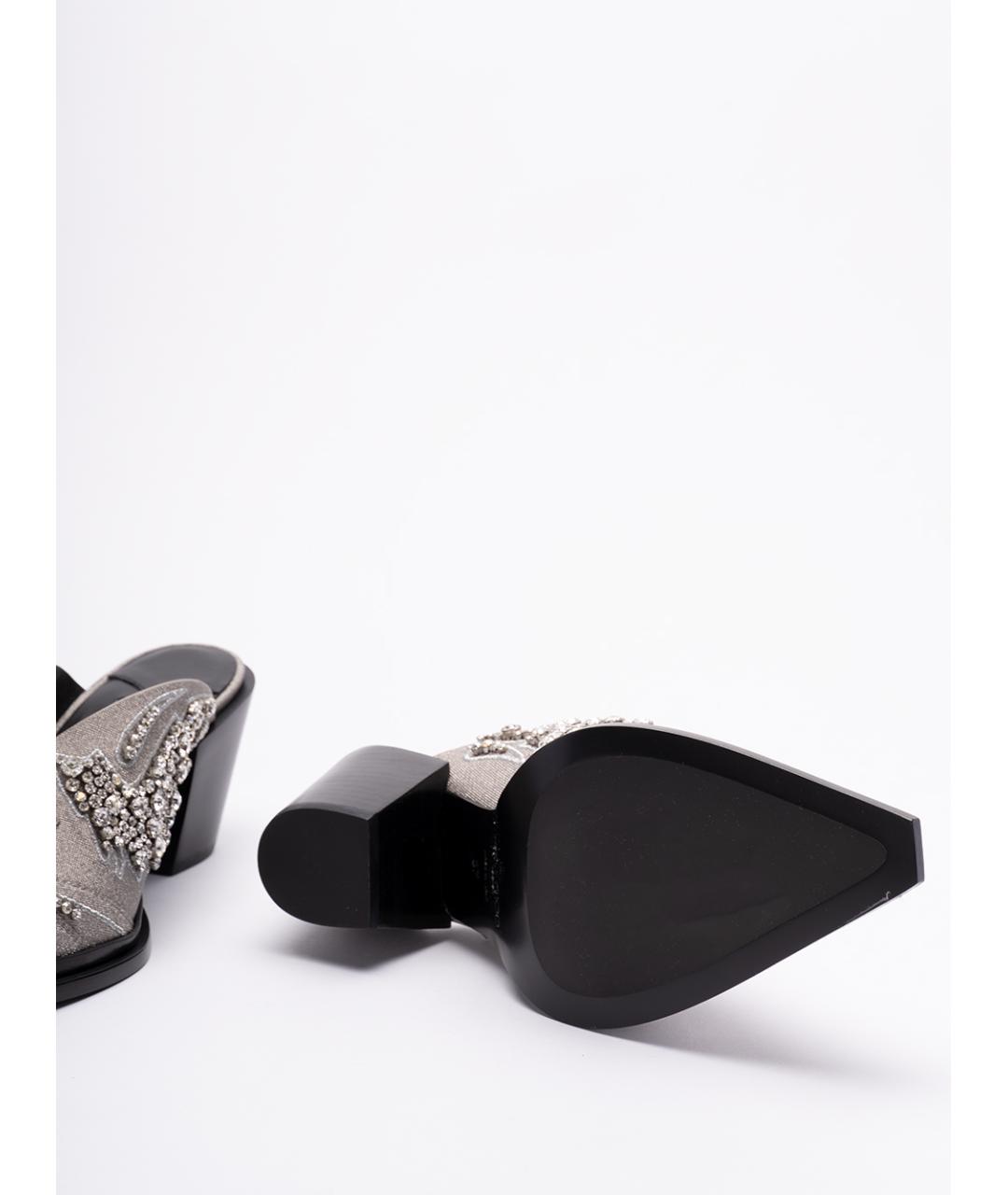 JIMMY CHOO Серебряные мюли, фото 4