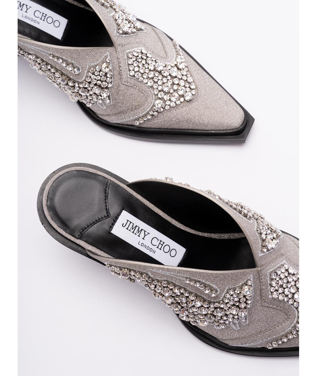JIMMY CHOO Серебряные мюли, фото 6