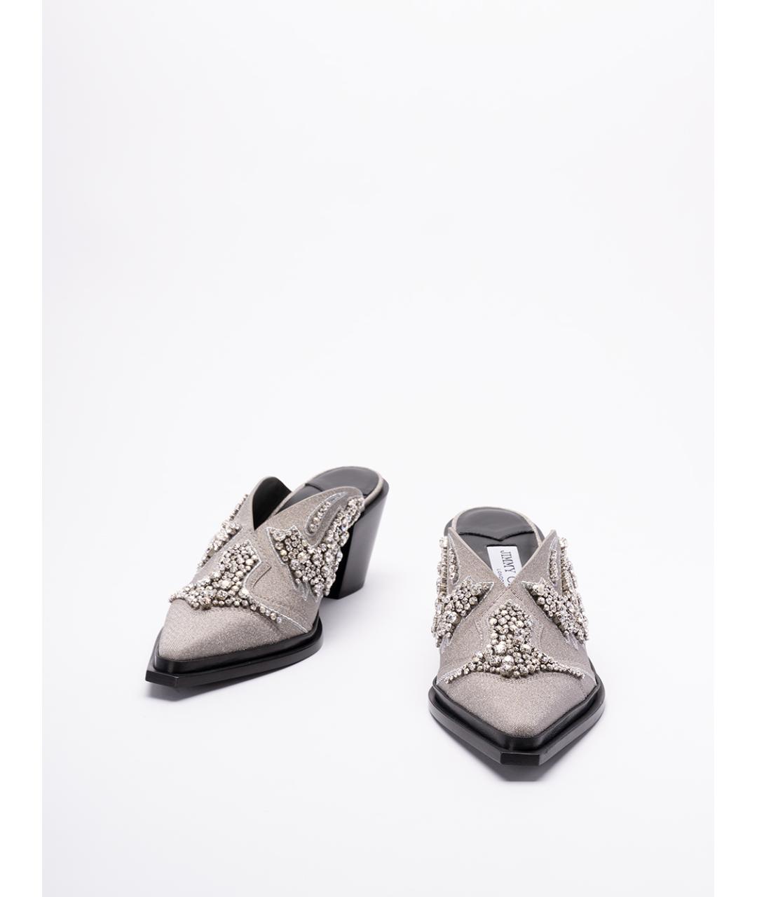 JIMMY CHOO Серебряные мюли, фото 2