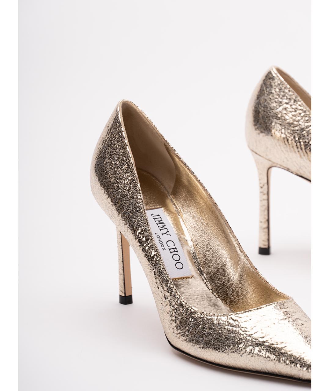 JIMMY CHOO Золотые кожаные туфли, фото 5