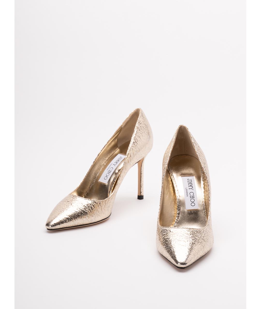 JIMMY CHOO Золотые кожаные туфли, фото 2