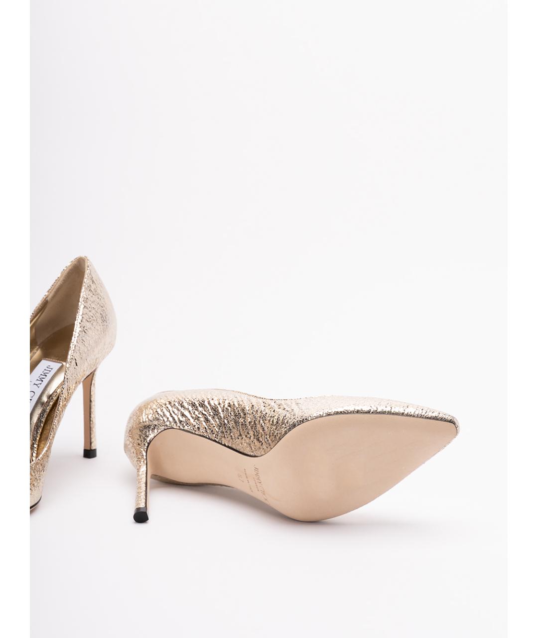 JIMMY CHOO Золотые кожаные туфли, фото 4
