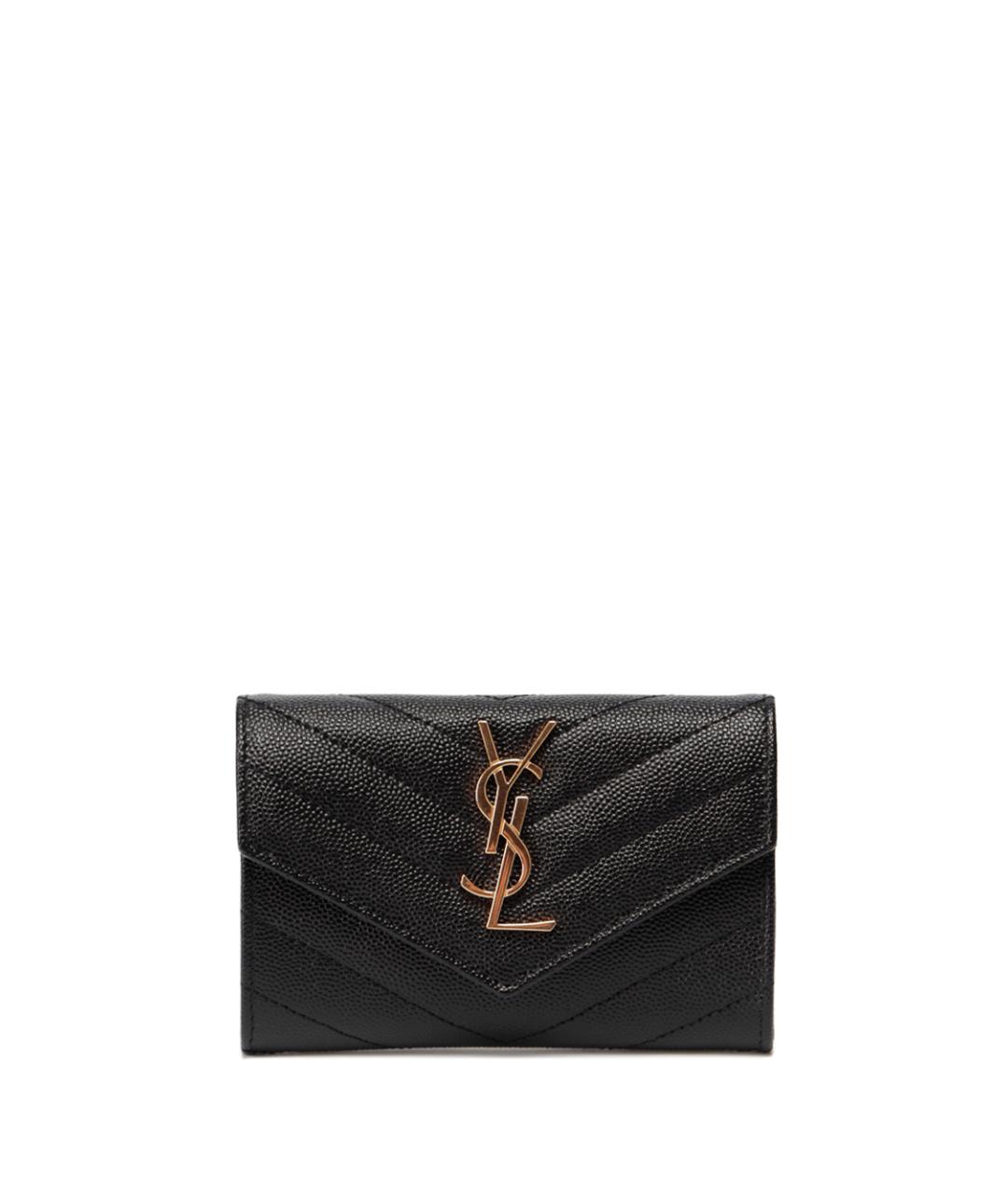 SAINT LAURENT Черный кожаный кошелек, фото 1