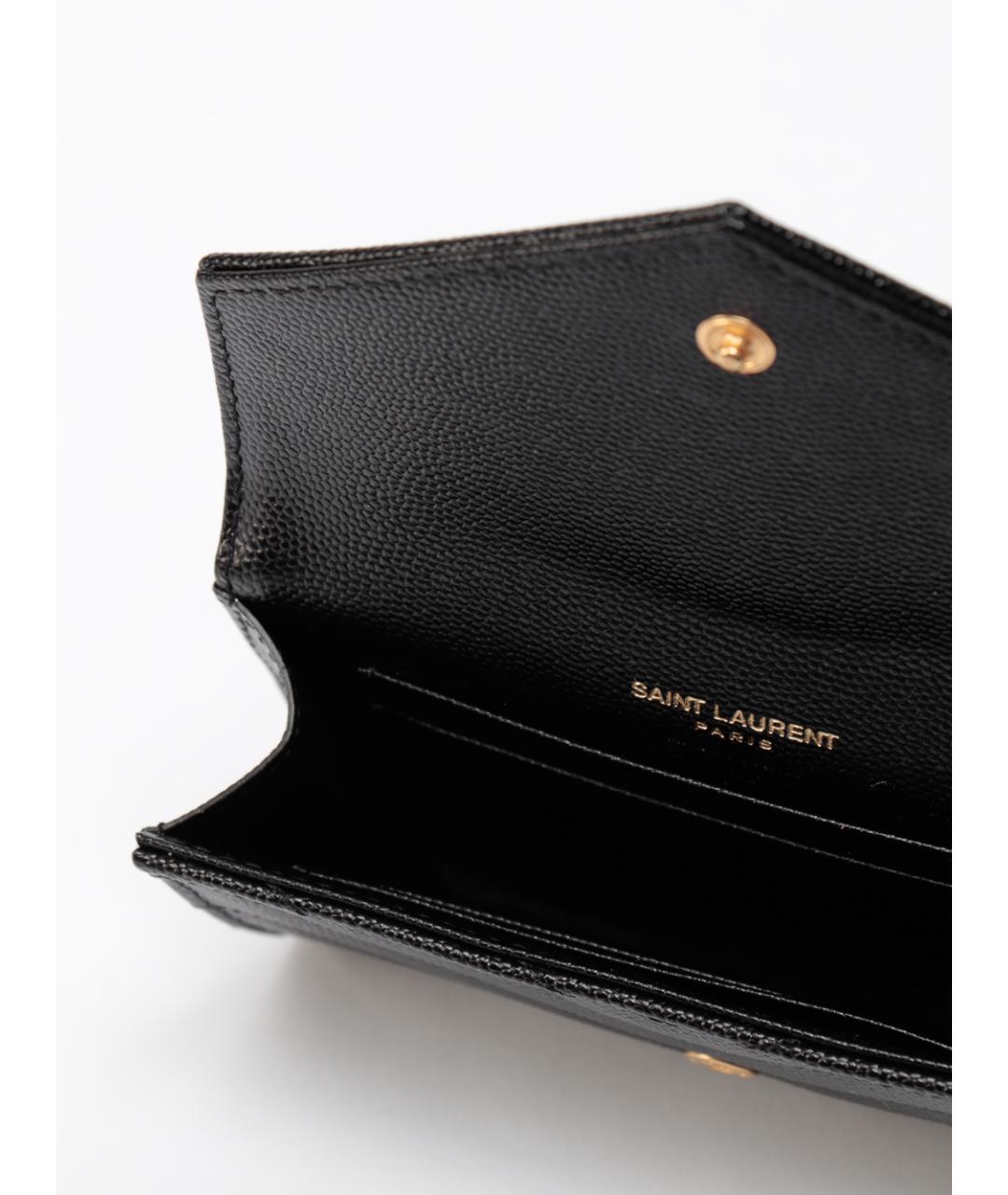SAINT LAURENT Черный кожаный кошелек, фото 4