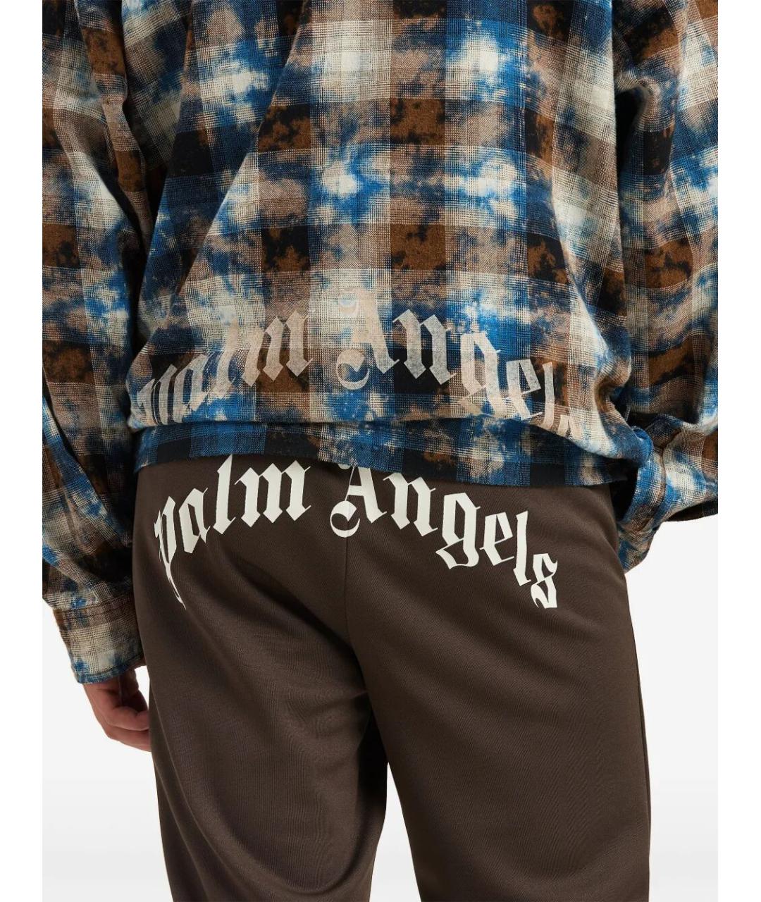 PALM ANGELS Коричневые полиэстеровые повседневные брюки, фото 4
