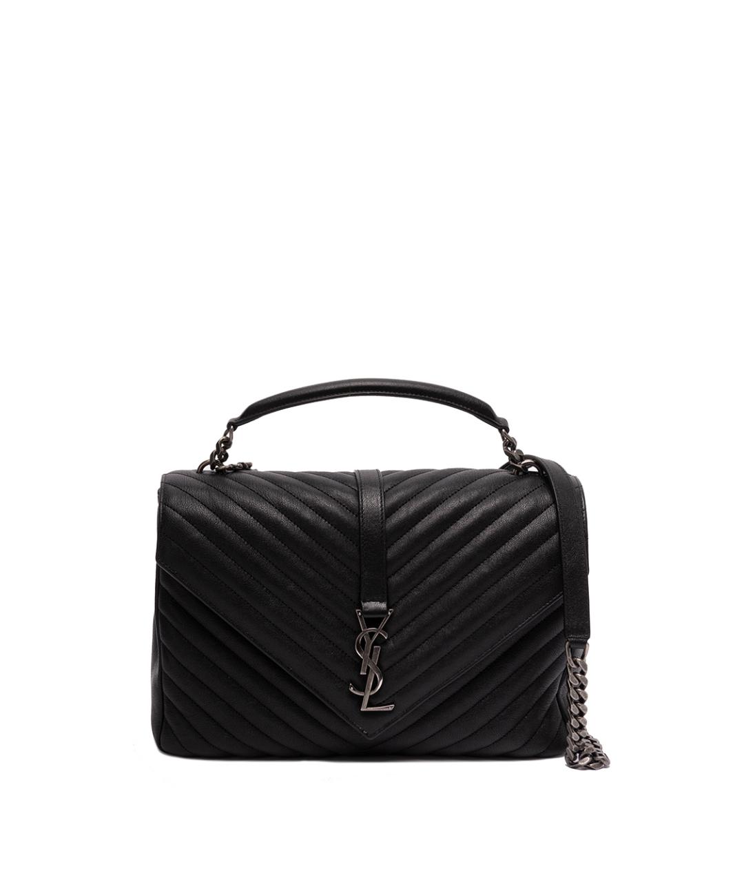 SAINT LAURENT Черная кожаная сумка с короткими ручками, фото 1