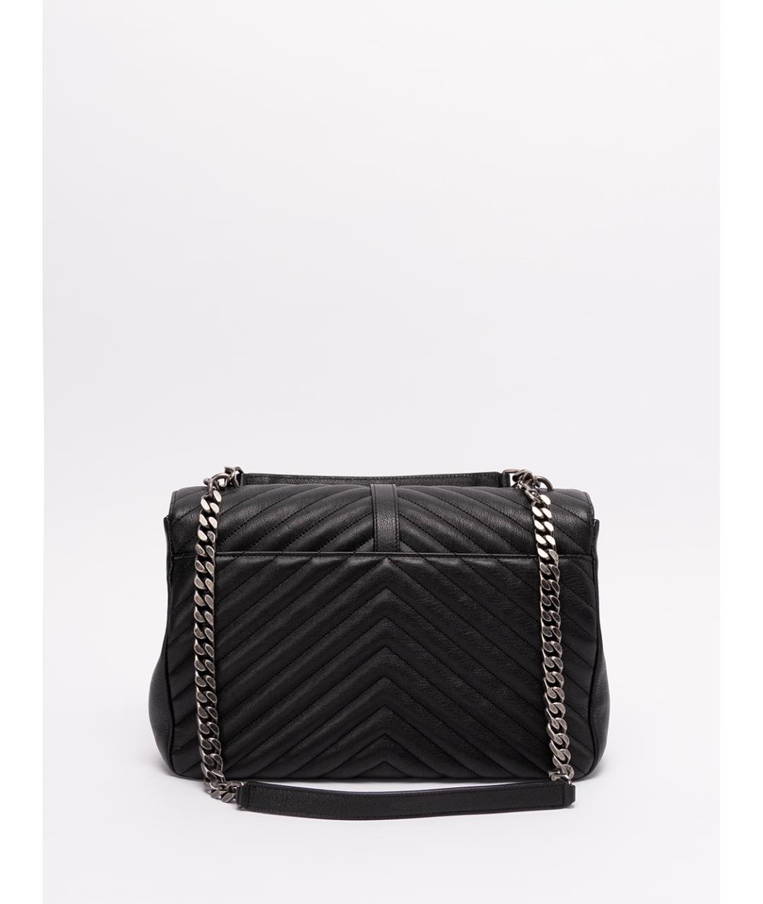 SAINT LAURENT Черная кожаная сумка с короткими ручками, фото 3