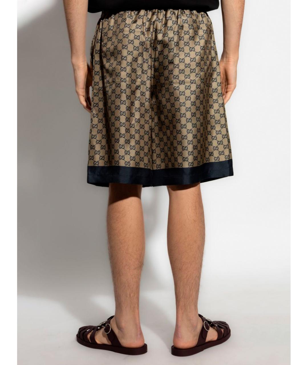 GUCCI Бежевые шелковые шорты, фото 4
