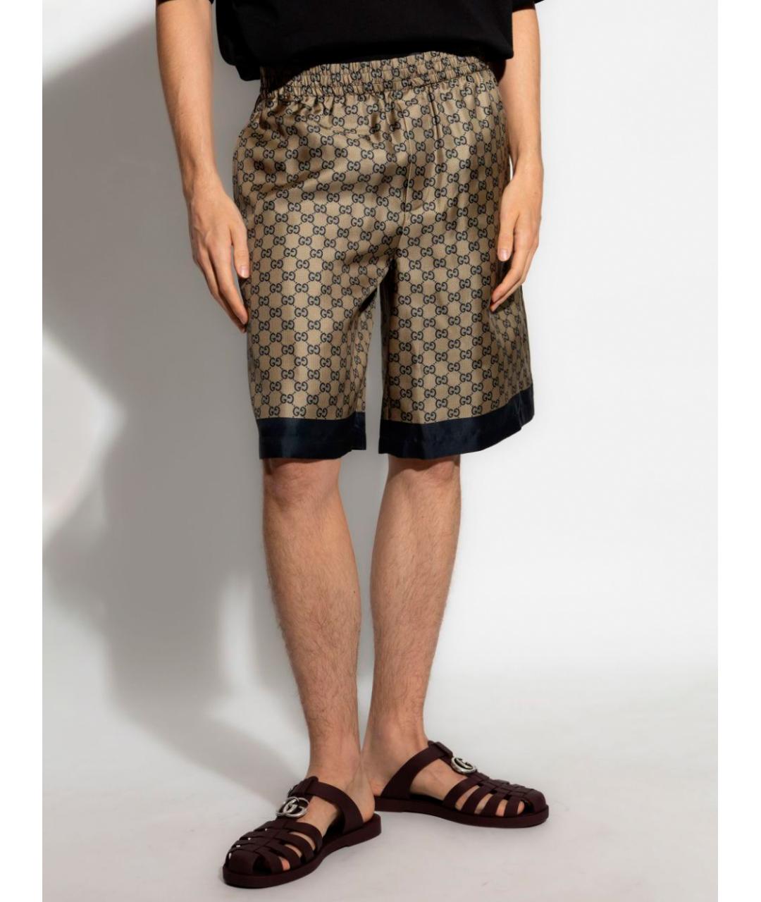 GUCCI Бежевые шелковые шорты, фото 5