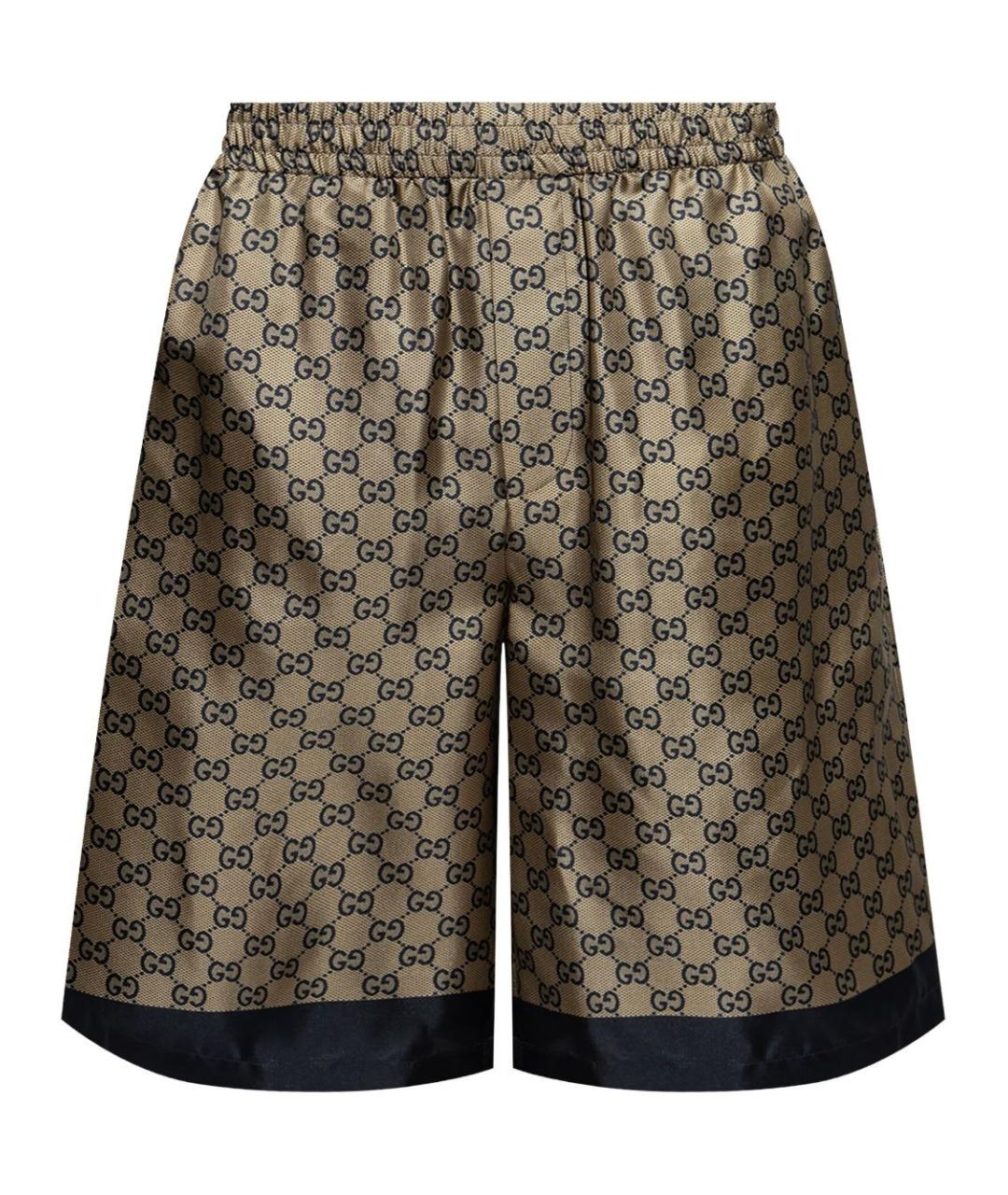 GUCCI Бежевые шелковые шорты, фото 1