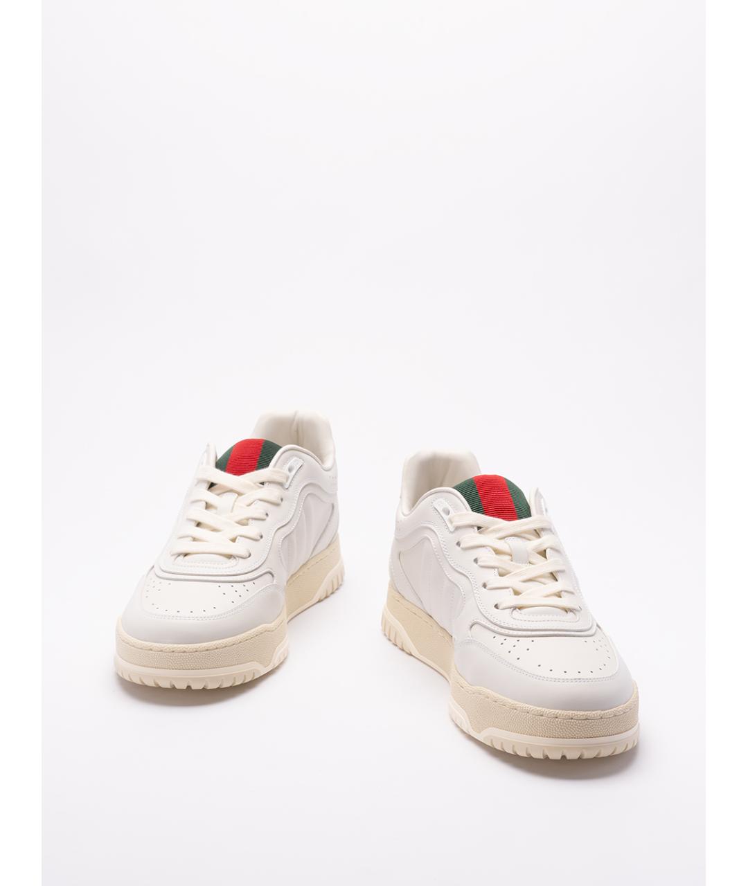 GUCCI Белые кожаные низкие кроссовки / кеды, фото 2