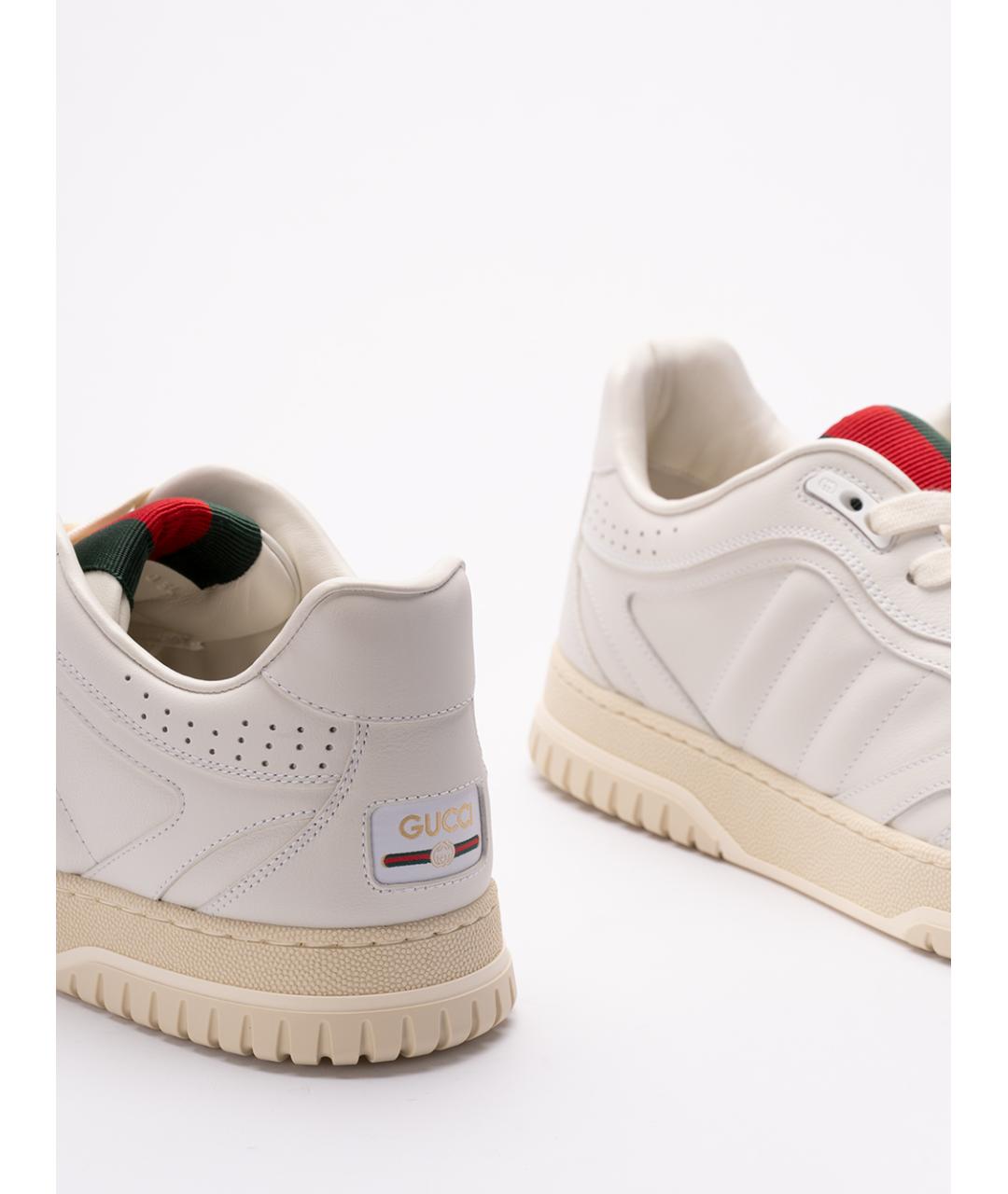 GUCCI Белые кожаные низкие кроссовки / кеды, фото 5