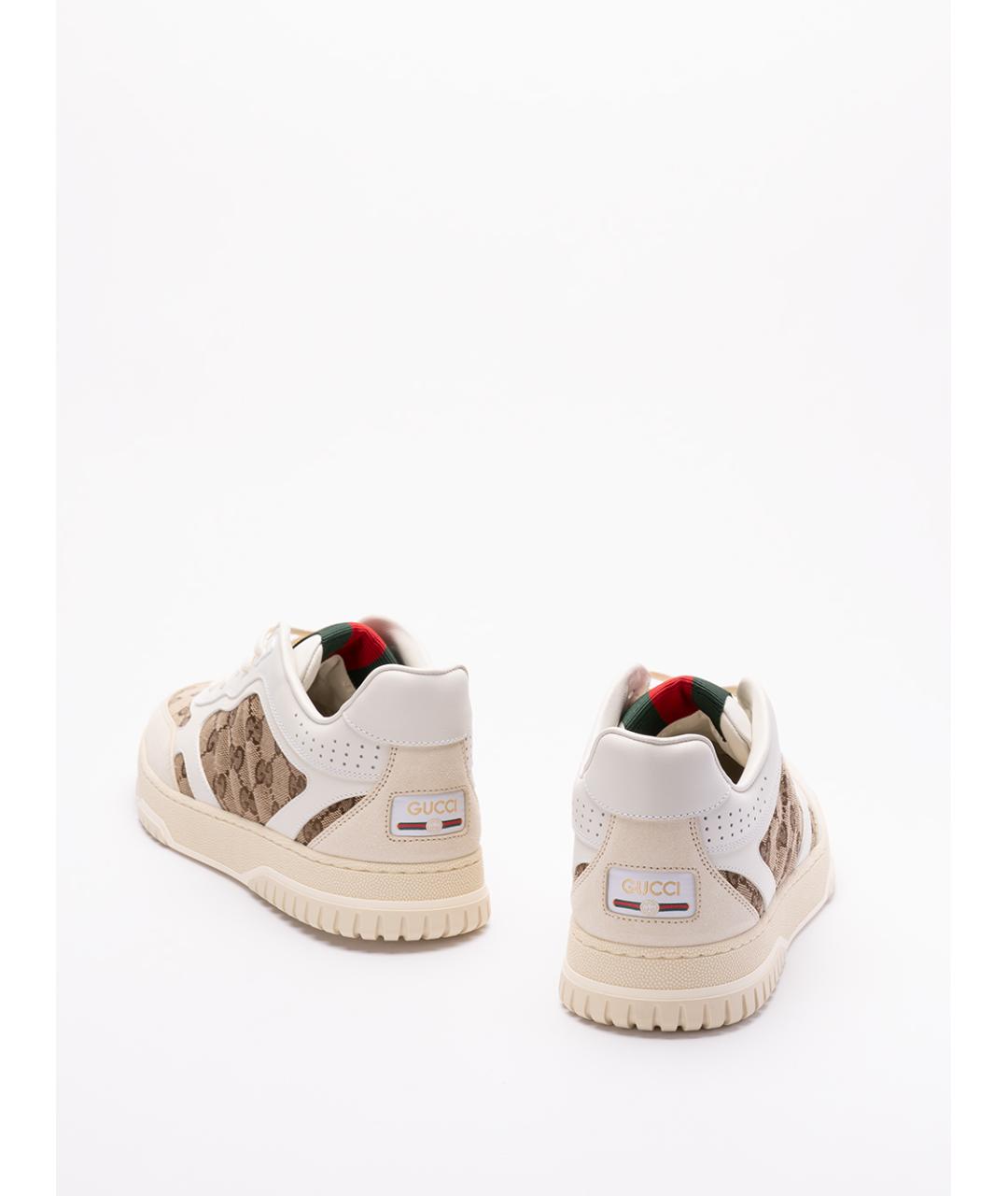 GUCCI Бежевые кожаные низкие кроссовки / кеды, фото 3
