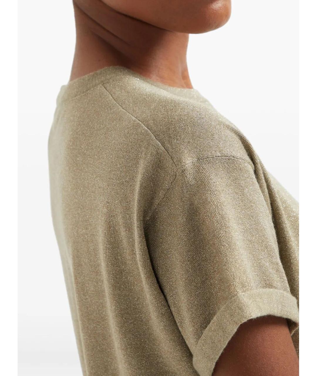 BRUNELLO CUCINELLI Бежевая кашемировая футболка, фото 6