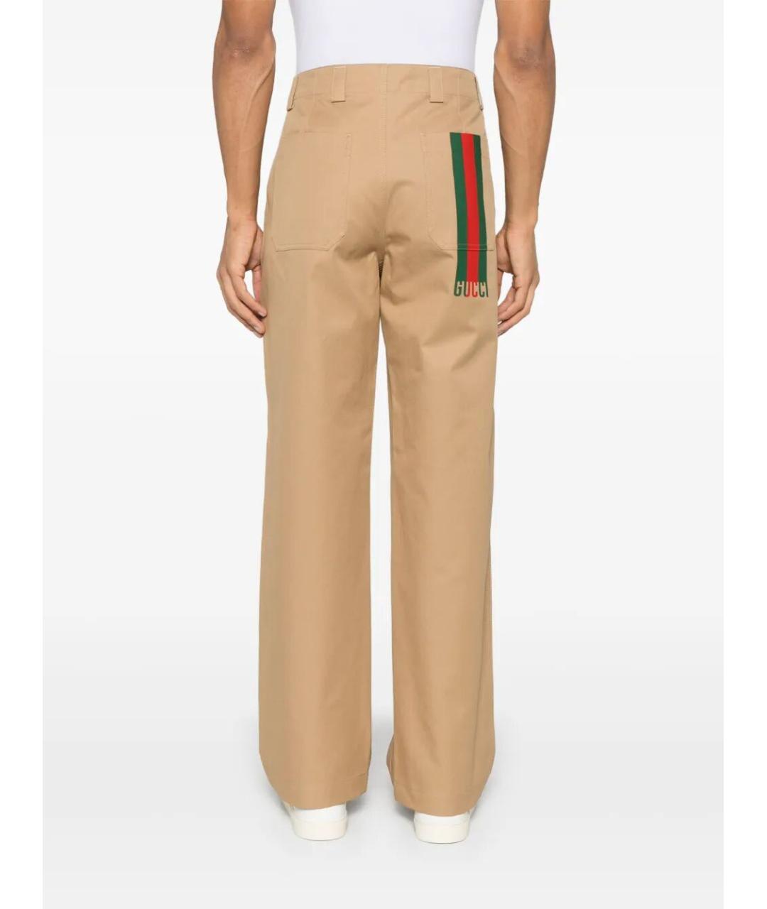 GUCCI Бежевые хлопковые повседневные брюки, фото 5