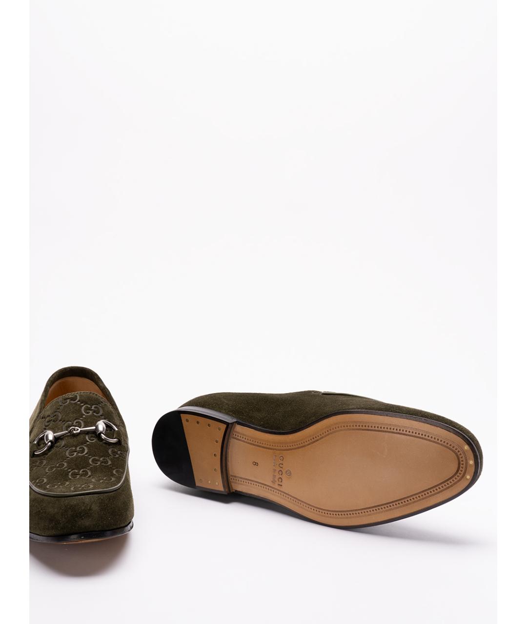 GUCCI Зеленые замшевые лоферы, фото 4