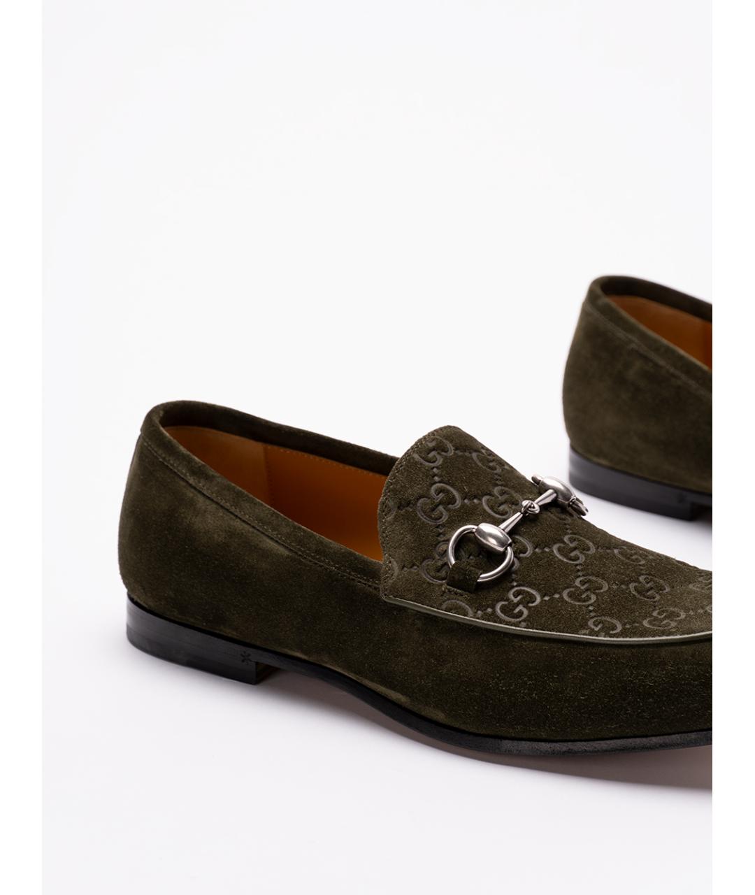 GUCCI Зеленые замшевые лоферы, фото 5