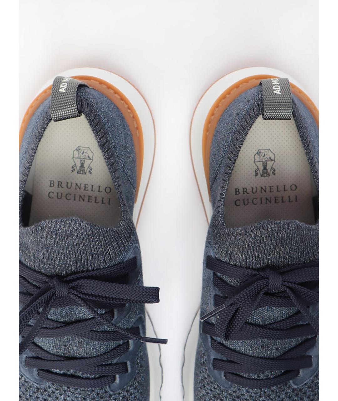 BRUNELLO CUCINELLI Синие текстильные низкие кроссовки / кеды, фото 5