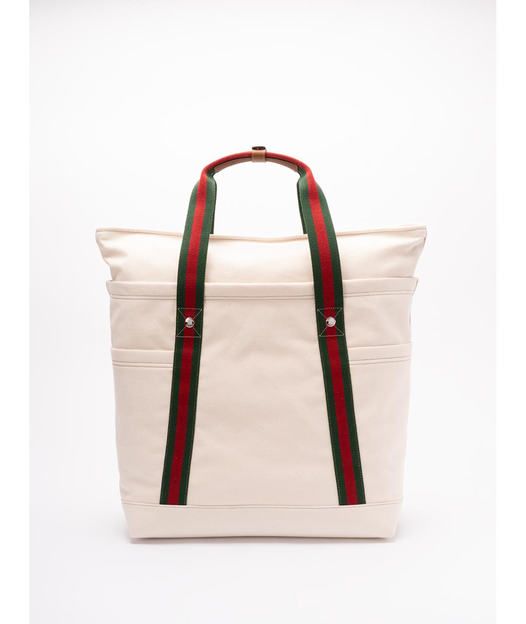 GUCCI Бежевая хлопковая сумка тоут, фото 2