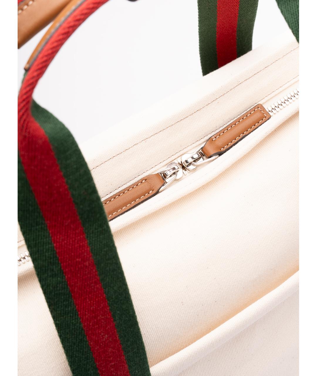 GUCCI Бежевая хлопковая сумка тоут, фото 4