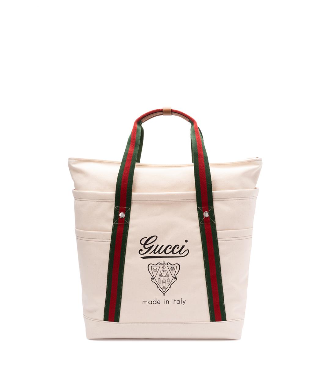 GUCCI Бежевая хлопковая сумка тоут, фото 1