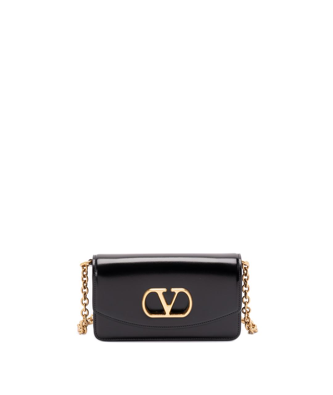 VALENTINO Черная сумка на плечо из лакированной кожи, фото 1