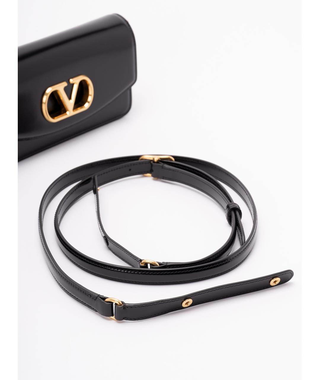 VALENTINO Черная сумка на плечо из лакированной кожи, фото 5