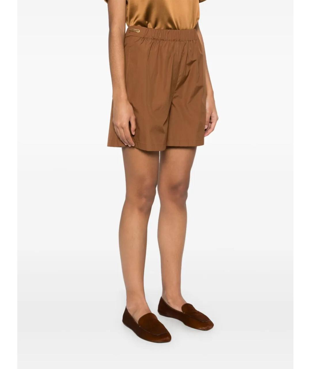 MAX MARA Коричневые хлопковые шорты, фото 3