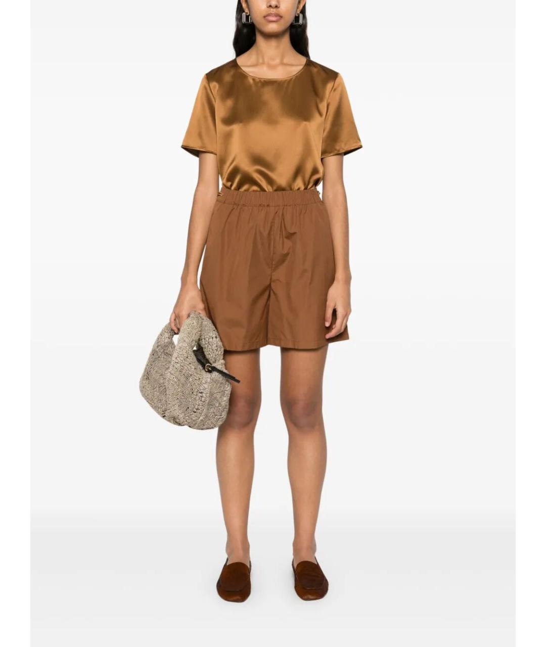 MAX MARA Коричневые хлопковые шорты, фото 2