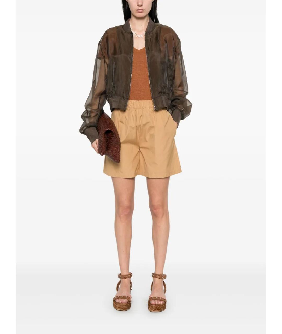 MAX MARA Бежевые хлопковые шорты, фото 2