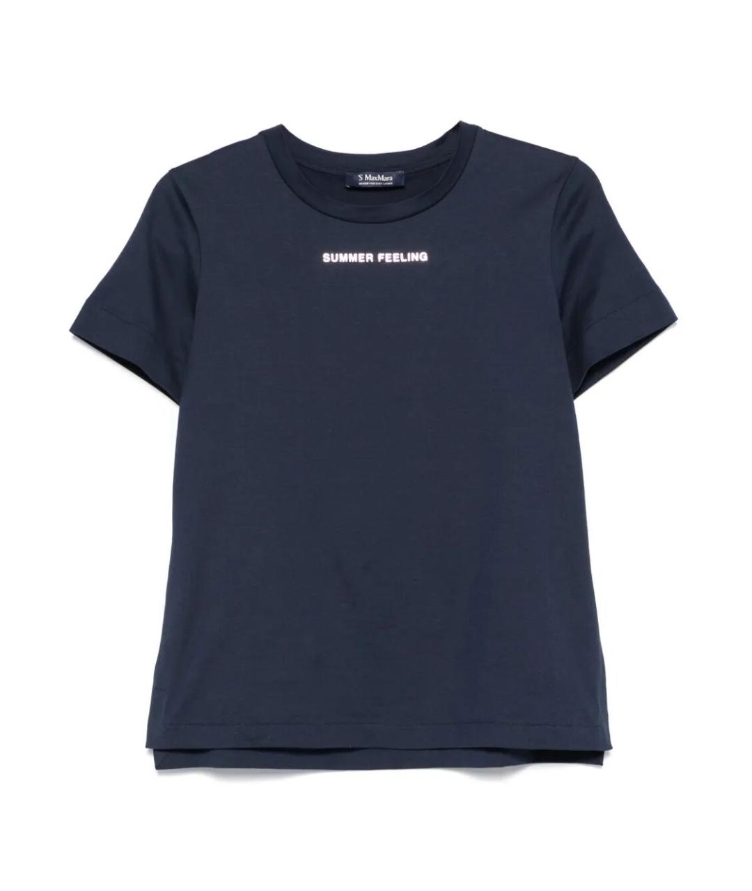 MAX MARA Синяя хлопковая футболка, фото 1
