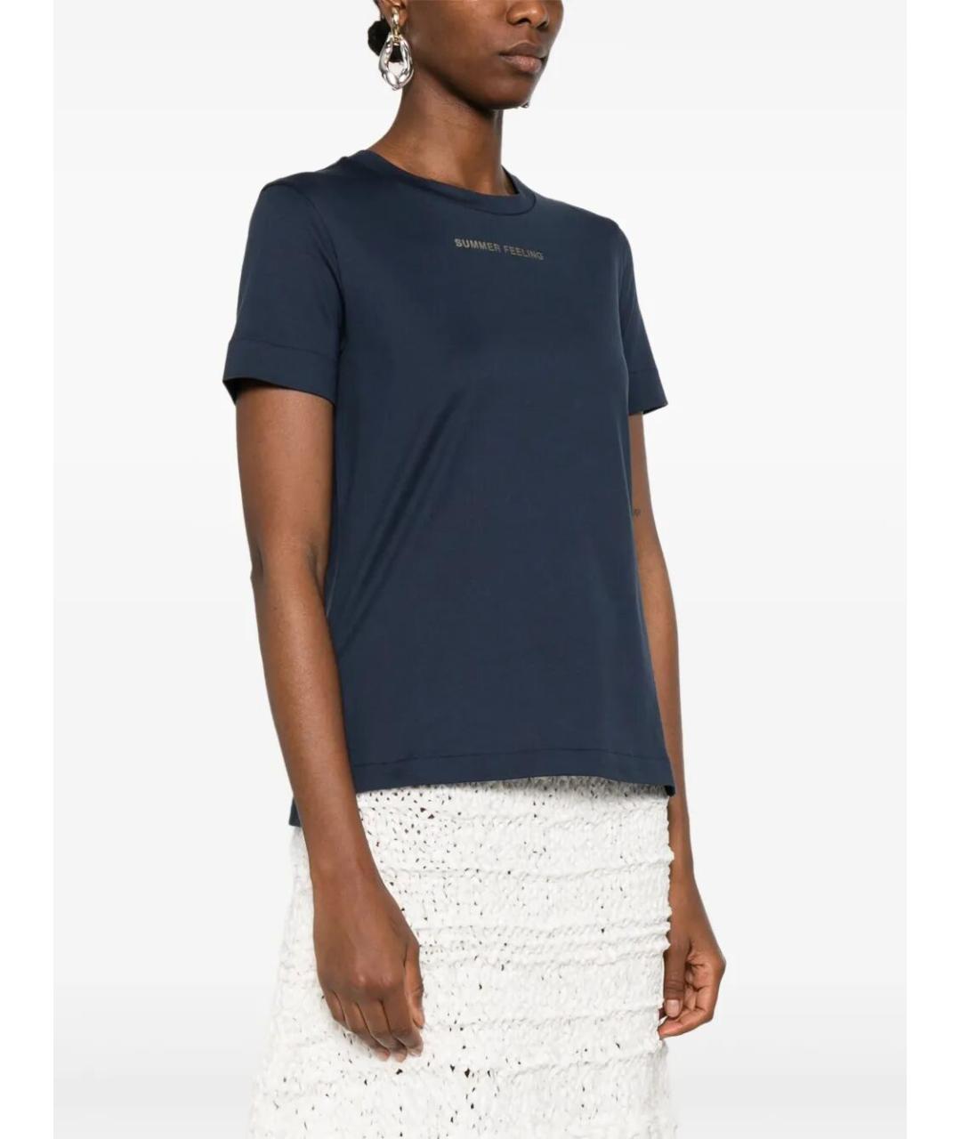 MAX MARA Синяя хлопковая футболка, фото 4